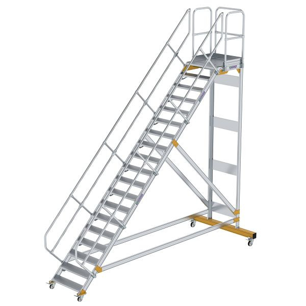 Munk Günzburger Steigtechnik Plattformtreppe 45° fahrbar Stufenbreite 800 mm 19 Stufen Aluminium geriffelt, 600799