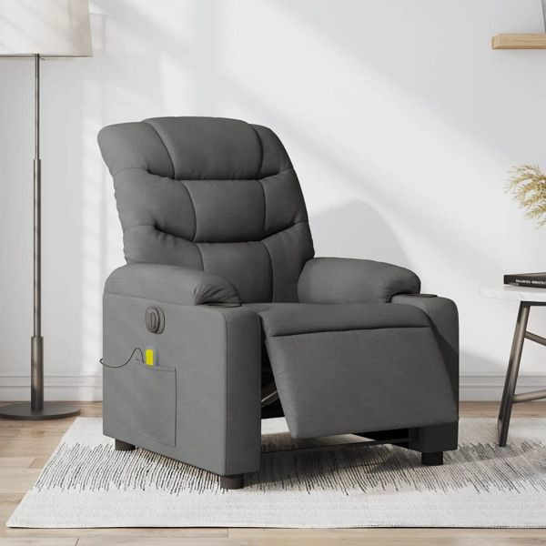 vidaXL Massagesessel Elektrisch Dunkelgrau Stoff, 3206637