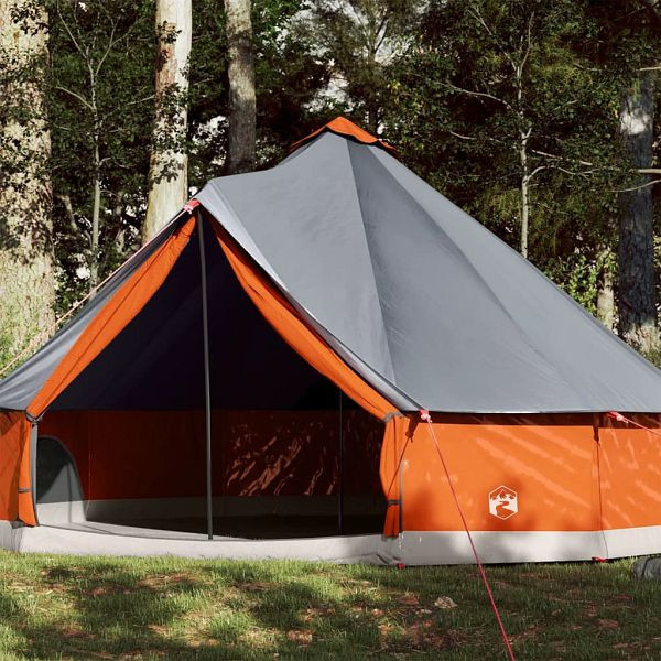vidaXL Tipi-Familienzelt 12 Personen Grau und Orange Wasserdicht, 94593