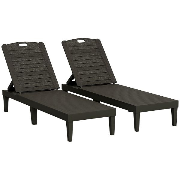 Outsunny 2er Set Sonnenliege wetterfest Gartenliege mit 4-Fach höhenverstellbarer Rückenlehne bis 120kg belastbar Schwarz, 84G-788V00BK