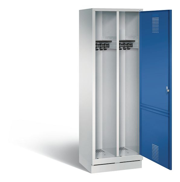 C+P Schwarz-Weiss-Spind Evolo, H1800xB610xT500mm, Farbe: Lichtgrau / Enzianblau, 48220-20 S10009