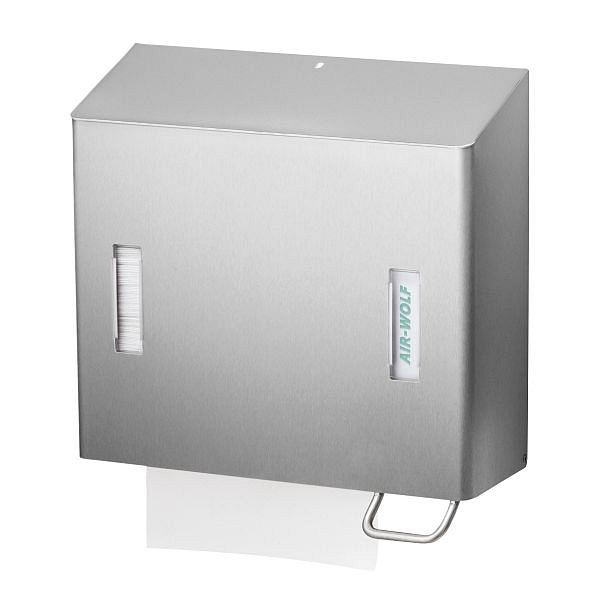 Air Wolf Seifen- und Papierhandtuchspender, Serie Omega, H x B x T: 377 x 377 x 163 mm, Edelstahl beschichtet, 29-070