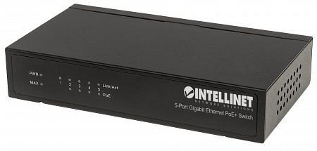 INTELLINET 5-Port Gigabit Ethernet PoE+ Switch, 561228