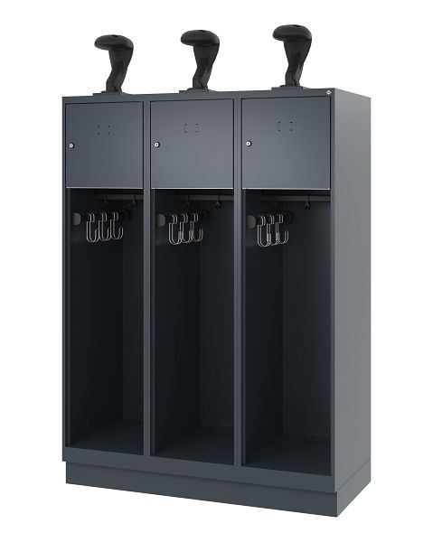 C+P Feuerwehrspind Evolo, Modell YOUNGSTER, 3 Abteile, H1530xB1200xT500 mm, Anthrazit, Sockel, 0490015-32 S10010