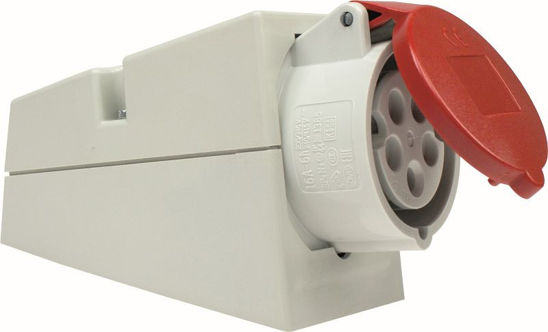 as-Schwabe CEE-Wanddose 400V/32A Gehäuse aus Polyamid, mit Klappdeckel, 60432