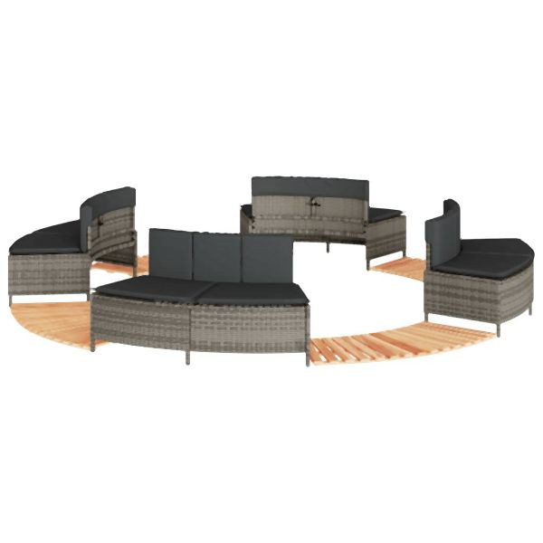 vidaXL Whirlpool-Umrandung Grau Poly Rattan und Massivholz Akazie, 3270649