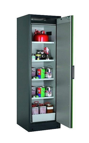 asecos Sicherheitsschrank Q-CLASSIC-90, Q90.195.060.R in resedagrün RAL 6011 mit 4x Fachboden (Stahlblech), 30073-048-33408