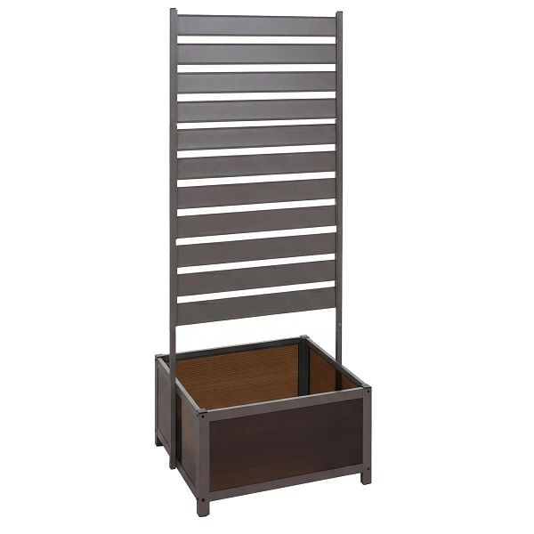 Mendler Aluminium Beet mit Rankgitter HWC-P97, Blumenkasten Pflanzkübel Spalier, 110x60x75cm, grau, 120572