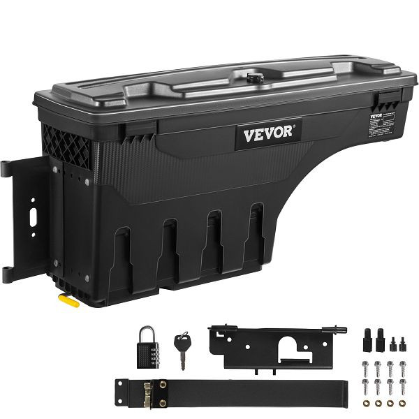 VEVOR LKW-Bett Staukasten, Abschließbarer Deckel, Wasserdichter ABS-Radkasten Werkzeugkasten 6,6 Gal / 20 L, KCLJGDODGERAMACUNV0