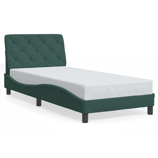 vidaXL Bettgestell mit Kopfteil Dunkelgrün 90x190 cm Samt, 3207896