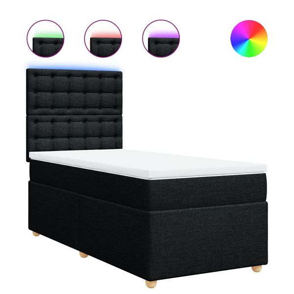vidaXL Boxspringbett mit Matratze Schwarz 90x190 cm Stoff, 3293451