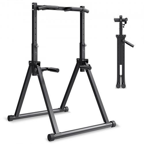 VEVOR faltbare Klimmzugstation, 150 kg Tragkraft, Dreiecksstruktur, robuster Stahl, 9-fach höhenverstellbar, Schwarz, AZXKZDYTXSJKFJJNV001V0