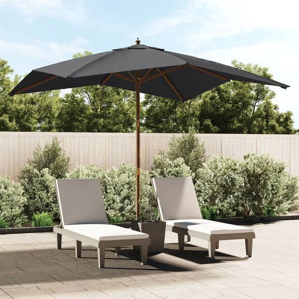 vidaXL Sonnenschirm mit Holzmast Schwarz 300x300x273 cm, 363197