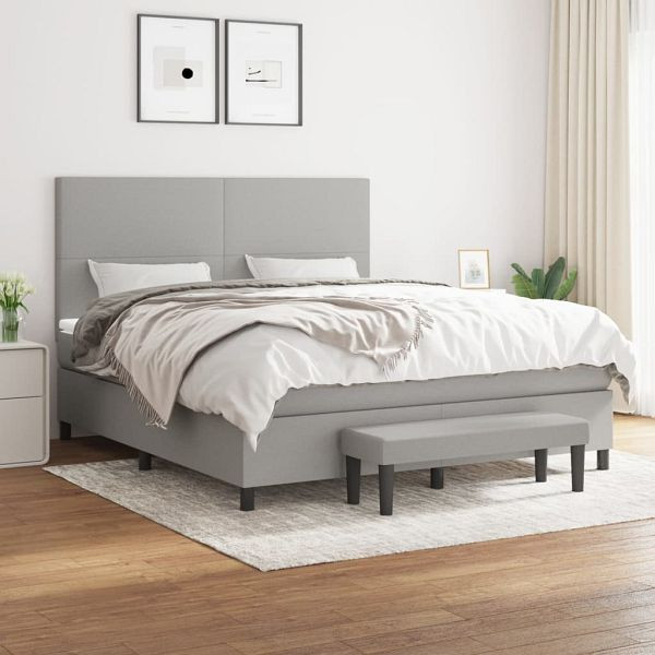 vidaXL Boxspringbett mit Matratze Hellgrau 180x200 cm Stoff, 3136453