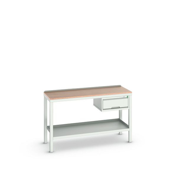 bott verso Beistelltisch, mit 1 Schublade und Multiplex-Platte, BxTxH: 1500 x 600 x 930 mm, Lichtgrau / Lichtgrau, 16922605.16