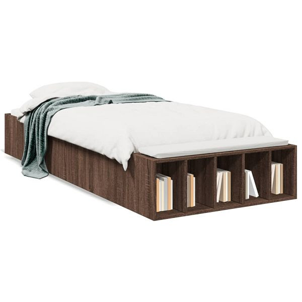 vidaXL Bettgestell Braun Eichen-Optik 100x200 cm Holzwerkstoff, 3280607
