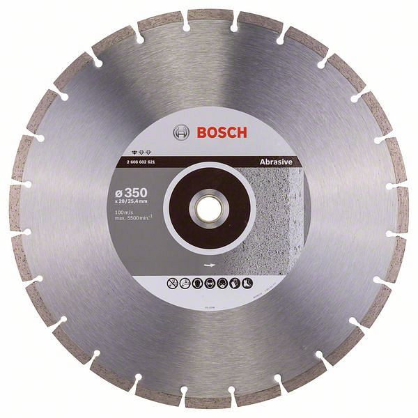 Bosch Diamanttrennscheibe Standard for Abrasive, 350 x 20,00/25,40 x 2,8 x 10 mm, 2608602621