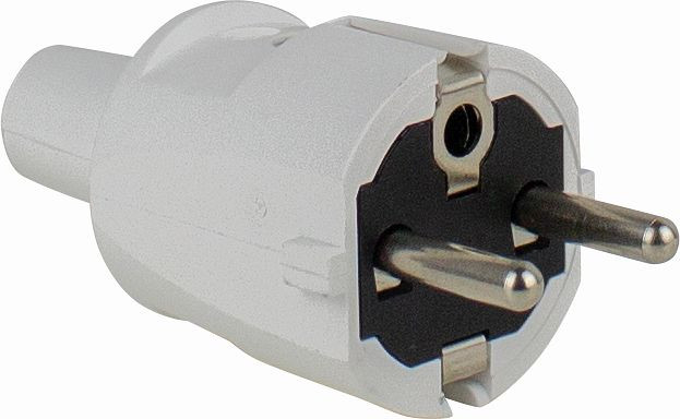 as-Schwabe PVC-Schutzkontakt-Stecker, weiß doppelter Schutzkontakt, max. Querschnitt 1,5mm², 62221