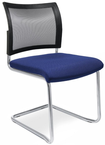 Deskin Besucherschwinger LAS VEGAS mit Netzrücken, Schwingergestell verchromt, Bezug Stoff Basic G, Farbe blau, VE: 2 Stück, 272299