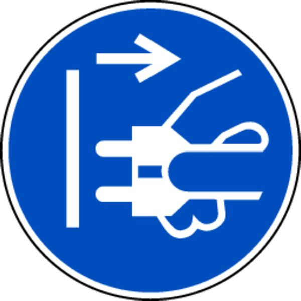 Schilder Klar Gebotszeichen Netzstecker ziehen DIN EN ISO 7010-M006, 25 mm Folie selbstklebend, VE: 100 Stück, 1427/69