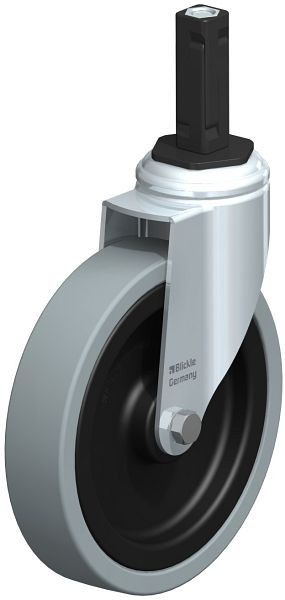 Blickle LKRA-VPA 150K-11-EV12 Apparate-Lenkrolle mit Expander, Vollgummi, Grau, 848491