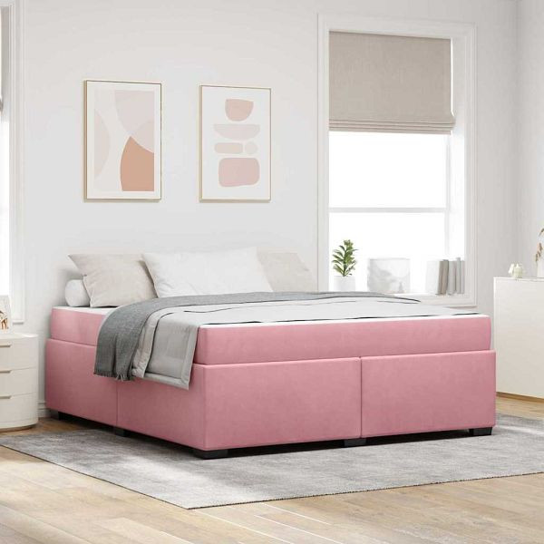 vidaXL Bettgestell mit Matratze Rosa 180 x 200 cm Samt, 3399307