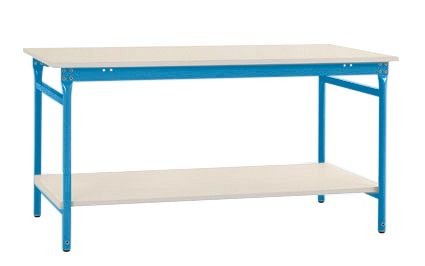 Manuflex Komplett-Beistelltisch BASIS stationär mit Kunststoff-Platte + Zwischenboden, BxTxH: 750 x 500 x 780 mm, Lichtblau, BB5207.5012