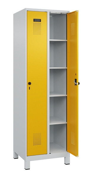 C+P Wäsche-Spind Evolo PLUS, mit Füßen, 2 Abteile, 1950x600x500mm, 7035/1004, Verschluss Drehriegel, Ablageböden 8, 049010-20B S10000