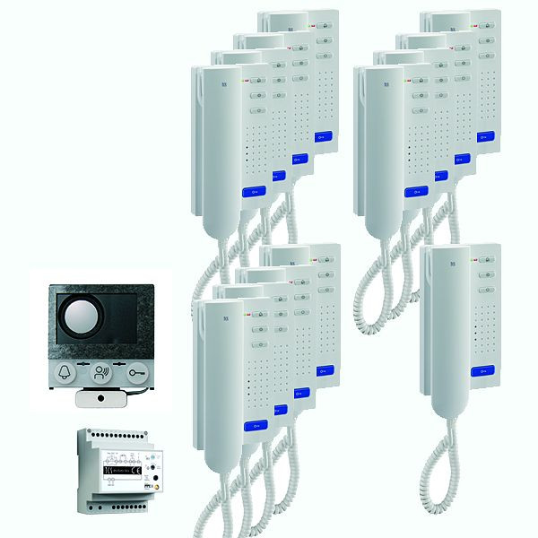 TCS audio:pack Einbau für 13 Wohneinheiten, mit Einbaulautsprecher ASI12000 + 13 x Türtelefon ISH3030 + Steuergerät BVS20, PAIH130/004
