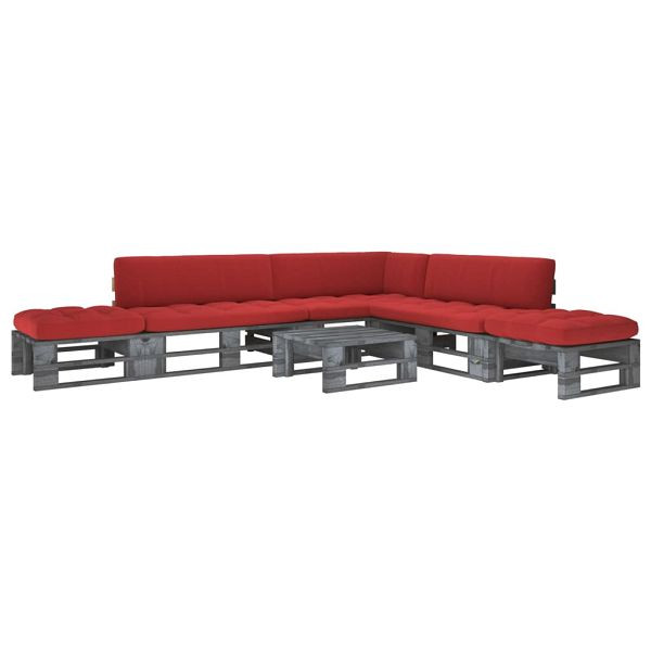vidaXL 6-teilig Paletten-Lounge-Set Grau Imprägniertes Kiefernholz, 3066847