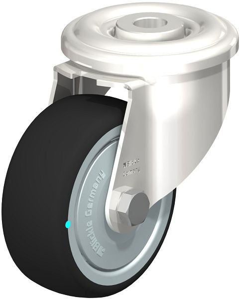 Blickle LEXR-PATH 80KD-FK Edelstahl-Lenkrolle mit Rückenloch, Thermoplastisches Polyurethan, Grau, 754535
