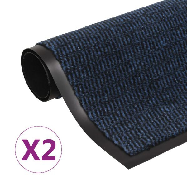 vidaXL Schmutzfangmatten 2 Stück Rechteckig Getuftet 60x90 cm Blau, 3051608