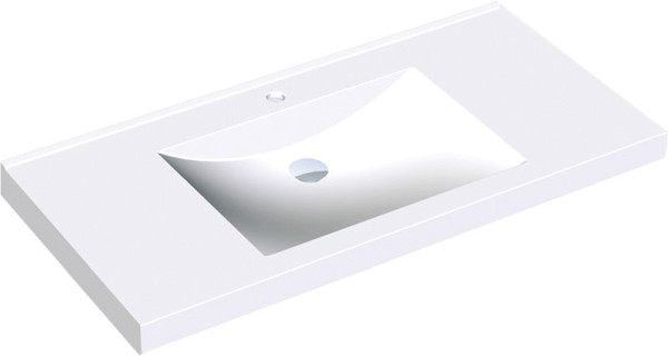 KWC Einzelwaschtisch, Quadro, Miranit, 1000x125x530 mm, Mulde rechteckig, mit Armaturenbohrung, 2000101159