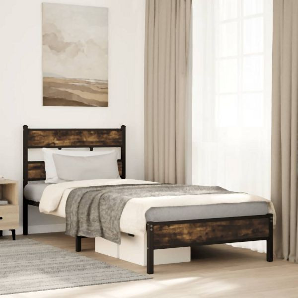 vidaXL Bettgestell ohne Matratze mit Kopfteil Sonoma-Eiche 107x203 cm, 4017196