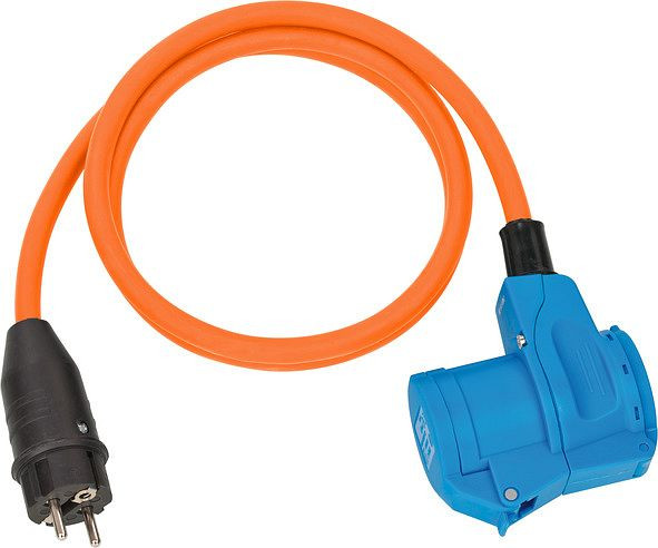 Brennenstuhl Camping CEE Adapterleitung mit Schutzkontakt-Stecker und CEE-Winkelkupplung, Schutzkontakt-Steckdose (1,5m Kabel, Außenbereich), 1132910525