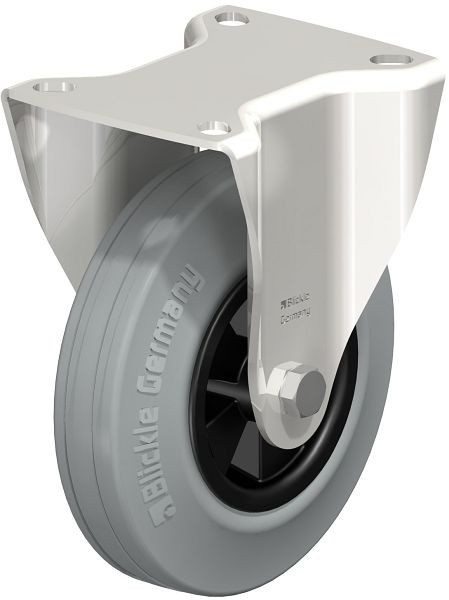 Blickle BX-VPP 125G-SG Edelstahl-Bockrolle mit Anschraubplatte, Vollgummi, Grau, 286864