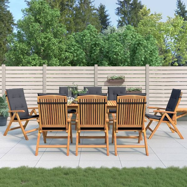 vidaXL Gartenstühle mit Auflagen 8 Stück Massivholz Teak, 3196523