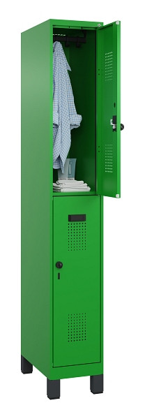 C+P Doppelstöckiger Spind Evolo PLUS, mit Füßen, 2 Fächer, 1950x300x500mm, 6037, Drehriegel, 049310-10 S10026