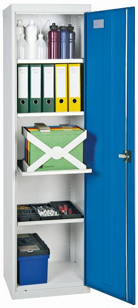 stumpf Werkzeugschrank-Säule, Höhe 180 cm, 4 ausziehbare Wannenböden, lichtgrau / lichtblau, 3005078