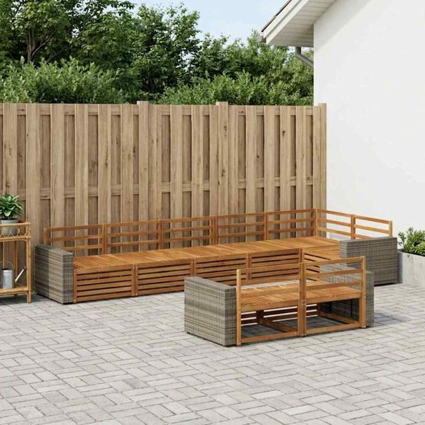 vidaXL Outdoor-Sofagarnitur 8-teilig Natur, 3383517, 8721288709042
