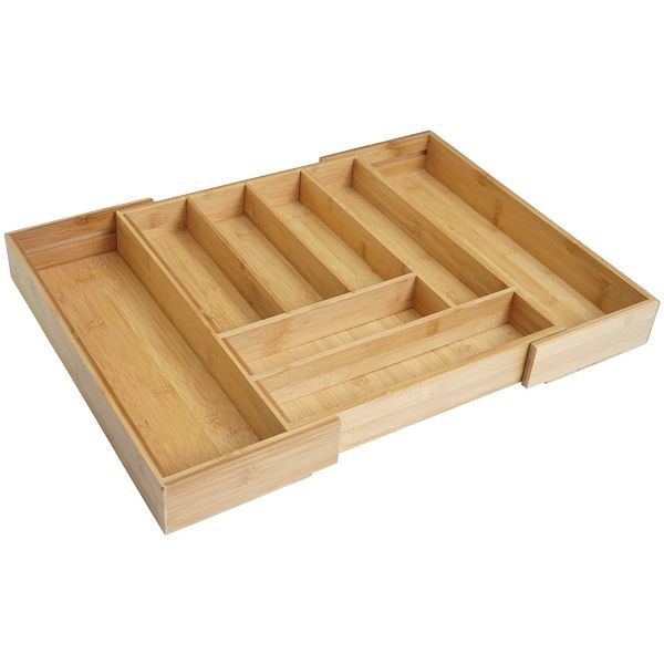Mendler Besteckkasten HWC-B20, Schubladeneinsatz Geschirrkasten, Bambus variabel 35-58x45cm, 57559