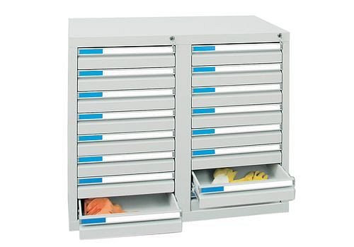 stumpf Schubladenschrank Esta mit 16 Schubladen, grau, B 1000 mm, H 900 mm, 251946