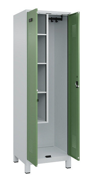 C+P Putzmittel-Spind Evolo PLUS, mit Füßen, 2 Abteile, 1950x600x500mm, 7035/601, Zylinderschloss, 049110-00 S10037