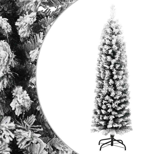 vidaXL Künstlicher Weihnachtsbaum Schlank mit Schnee Grün 150 cm PVC, 320953