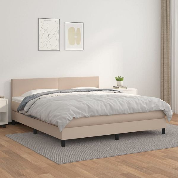 vidaXL Boxspringbett Matratze Cappuccino-Braun 180x200 cm Kunstleder, 3141022