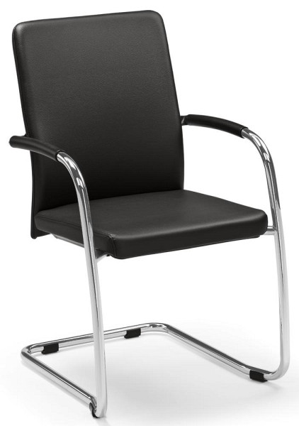 Deskin Besucher- und Konferenzstuhl RIVA S, inkl. Armlehnen, Schwingergestell verchromt, Bezug Kunstleder, Farbe schwarz, 294101