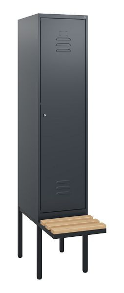 C+P Umkleidespind Classic PLUS, 1950x400x815mm, 7016/7016, Zylinderschloss, Buche-Sitzleisten, 0800405-12 S10027