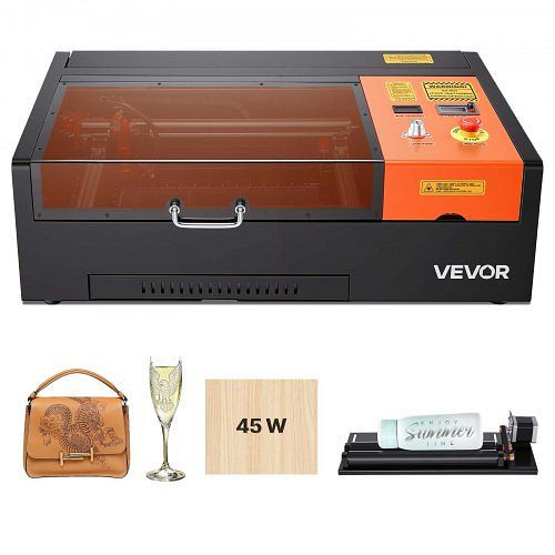 VEVOR CO2 Lasergravierer 45W, 300x200 mm, mit Drehachse & Luftunterstützung, kompatibel mit LightBurn & CorelDRAW, EYHTJGDKJTMS7FYAW001V2