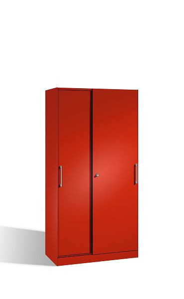C+P Schiebetürenschrank Asisto, H1980xB1000xT435mm, Farbe: feuerrot, Bügelgriff, 5 OH, 142002-000 S10130