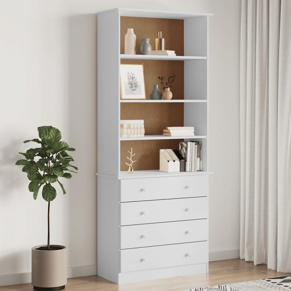 vidaXL Bücherregal mit Schubladen ALTA Weiß 77x35x186,5 cm Kiefernholz, 353954